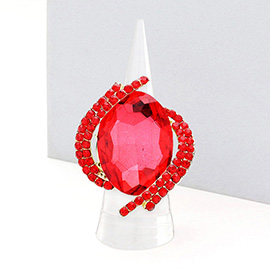 Oval Crystal Centered Stretch Ring