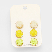 3Pairs Authentic Druzy Stud Earrings
