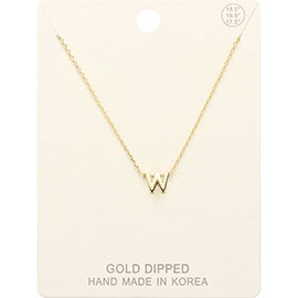 -W- Gold Dipped Metal Pendant Necklace