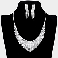 Crystal Rhinestone Pave Fringe Necklace