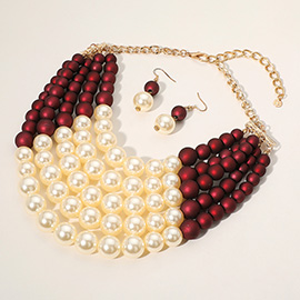 Chunky Multi Strand Pearl Bib Necklace