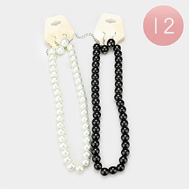 12PCS - Faux Pearl Necklace and Earring Set