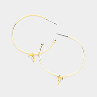 Metal Hoop Metal Moon Dangle Earrings