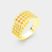 4Row Gold Plated Cubic Zirconia Adjustable Ring
