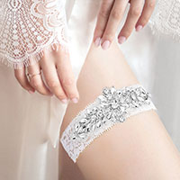 Crystal Pave Lace Floral Stretch Wedding Garter