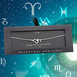 Secret Box _ Sterling Silver Dipped CZ Leo Zodiac Sign Charm Bracelet