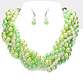 Braided Multi-Strand Pearl Necklace