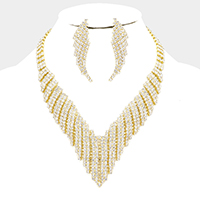 Crystal Rhinestone Pave Jagged Collar Evening Necklace