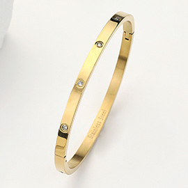 Stainless Steel Crystal Embellished Bangle Bracelet