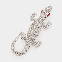 Crystal Rhinestone Pave Crocodile/Alligator Pin Brooch