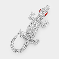 Crystal Rhinestone Pave Crocodile/Alligator Pin Brooch
