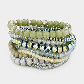 9PCS - Faceted Bead Stretch Bracelets