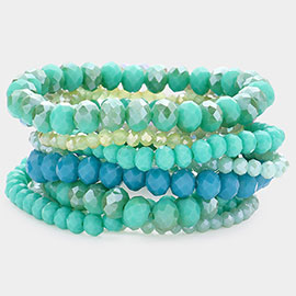 9PCS - Faceted Bead Stretch Bracelets
