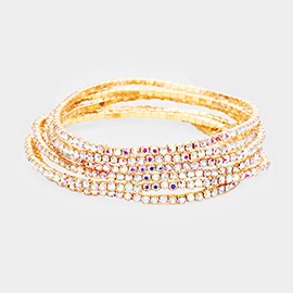 6PCS - Rhinestone Multi Layered Stretch Evening Bracelets