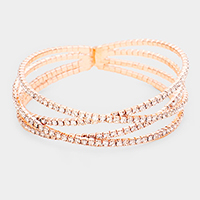 Crisscross Crystal Rhinestone Pave Cuff Bracelet