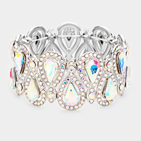Crystal Glass Teardrop Evening Stretch Bracelet