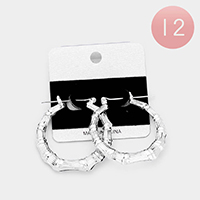 12Pairs - Metal Bamboo Pin Catch Earrings