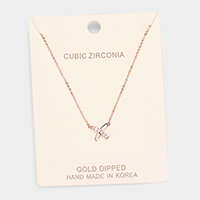 Gold Dipped Cubic Zirconia Crisscross Pendant Necklace