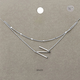 -N- Monogram Brass Metal Necklace