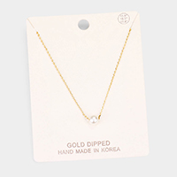 Gold Dipped 6 mm Pearl Pendant Necklace