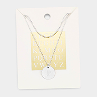 -P- Initial Monogram Round Metal Pendant Necklace
