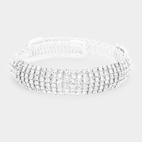 Crystal Rhinestone Pave Adjustable Evening Bracelet