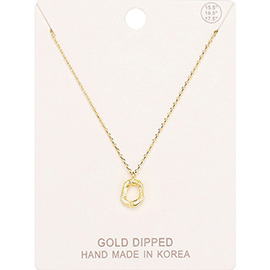 -O- Gold Dipped Monogram Metal Pendant Necklace