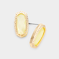 Crystal Hexagon Embossed Metal Stud Earrings