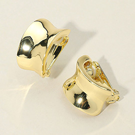 Curved Geometric Metal Clip On Earrings
