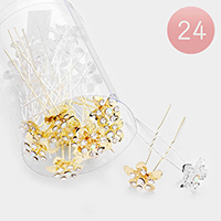 24PCS - Round Crystal Floral Hair Comb Pins