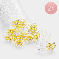 24PCS - Round Crystal Floral Hair Comb Pins