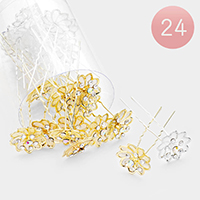 24PCS - Round Crystal Floral Hair Comb Pins
