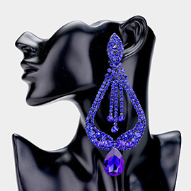 Oversized Pave Glass Teardrop Chandelier Evening Earrings