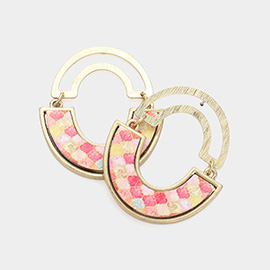 Half Moon Texture Printed Wood Earrings