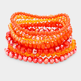 9PCS - Faceted Bead Stretch Bracelets
