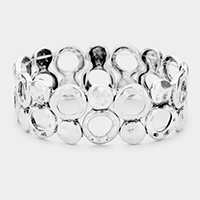 Two Row Round Metal Stretch Bracelet