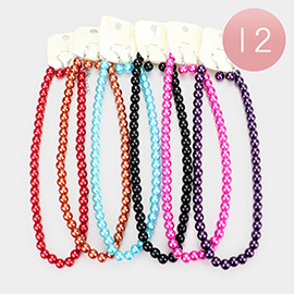 12PCS - Faux Pearl Necklace and Earring Set