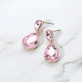 Glass Crystal Teardrop Dangle Earrings