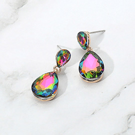 Glass Crystal Teardrop Dangle Earrings