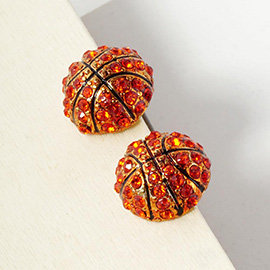 Crystal Rhinestone Paved Basketball Stud Earrings