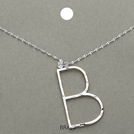 -B- Monogram Brass Metal Pendant Necklace