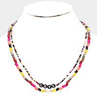 Multi Color Bead Statement Love Layered Necklace 