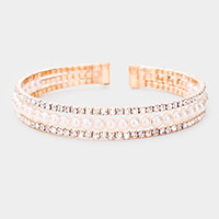 Rhinestone Pearl Evening Cuff Bracelet