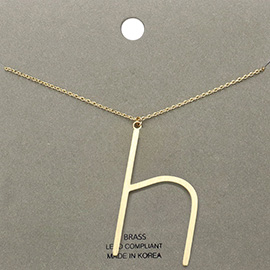 -h- Brass Monogram Metal Pendant Necklace
