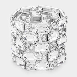 Emerald Cut Crystal Stretch Evening Bracelet