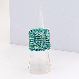 Rhinestone Pave Multi Row Stretch Ring 