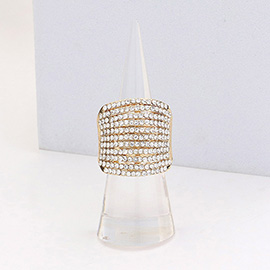 Rhinestone Pave Multi Row Stretch Ring