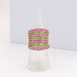 Rhinestone Pave Multi Row Stretch Ring