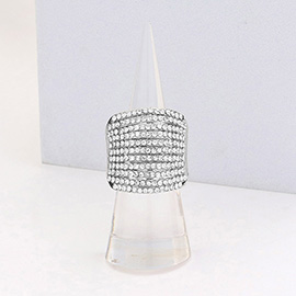 Rhinestone Pave Multi Row Stretch Ring