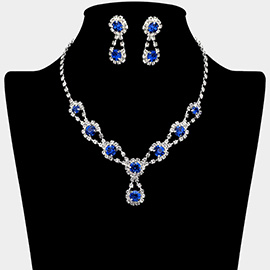 Round Crystal Vine Rhinestone Bib Drop Necklace